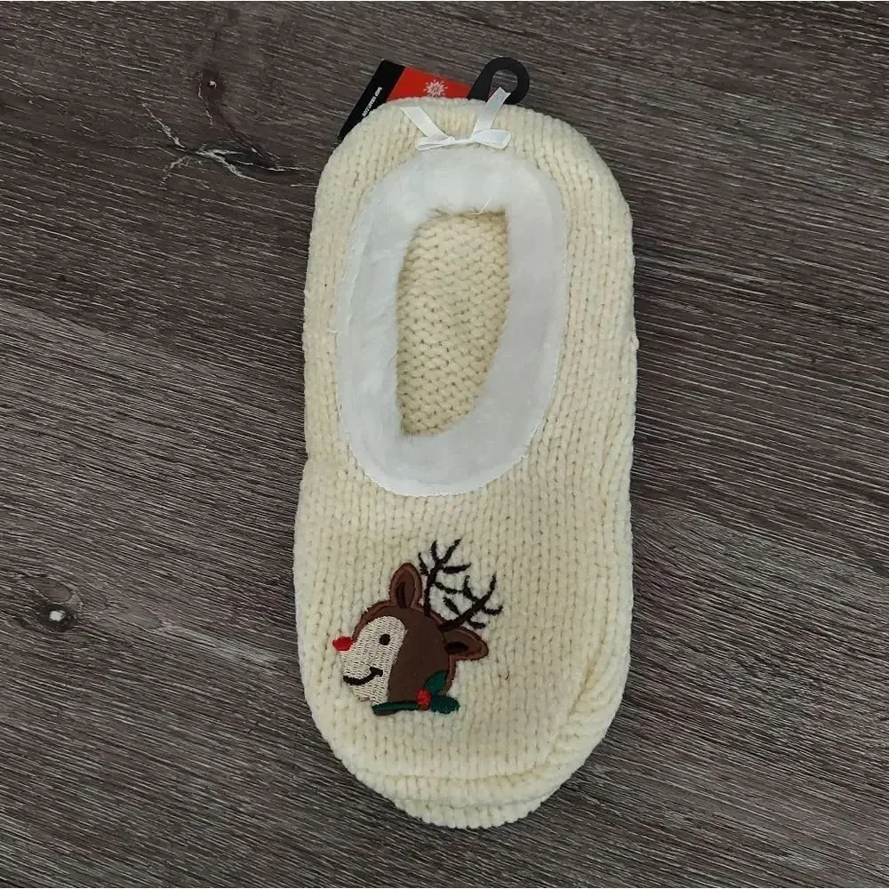 Joe Boxer Holiday Christmas Reindeer Slipper Socks Shoe Size 4-10